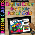 St. Patrick's Day Boom Cards™ Color by Code BUNDLE, 8 Decks Add & Subtract