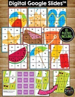 Summer Activities Digital Secret Picture Tile Math Puzzles Google Classroom™