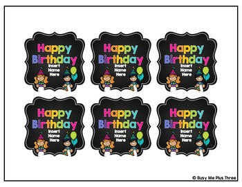 Birthday Pencil Topper Tags Student Birthday Gift EDITABLE