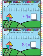 Number Line Addition and Subtraction with Number up to 20 Task Cards