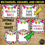 Editable Confetti Labels Rainbow Polka Dots {30 different labels}