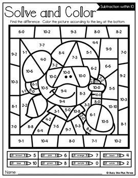 Back to School Activities SCIENCE Color by Code {Addition & Subtraction to 10}