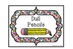 Sharp and Dull Pencil Labels Fun and Funky, Polka Dots and Stripes, Organization