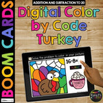 THANKSGIVING Boom Cards™ DIGITAL Color by Code BUNDLE, 8 Decks Add & Subtract