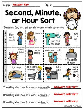 Second, Minute, Hour Sort Distance Learning for Google Classroom™ Measuring Time