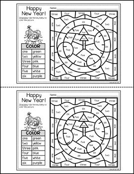 New Years 2022 Activities for Math and Writing, Color by Number & Writing Sheets