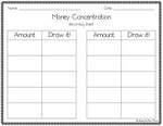 Money Game Concentration up to $1.00 for First and Second Grade, Memory