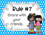 Editable Rule Posters BRIGHT POLKA DOT Melonheadz Edition, Rules