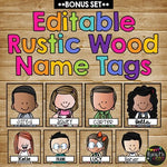 Editable Name Tags and Labels BUNDLE Rustic Wood Farmhouse Melonheadz {420 Kids}