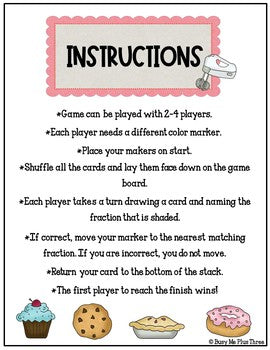 Fractions Activity for First Grade Fractions Game for Math Stations