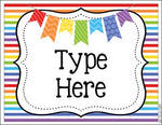 Editable Labels RAINBOW & WHITE Chevron and Stripes {45 different labels}