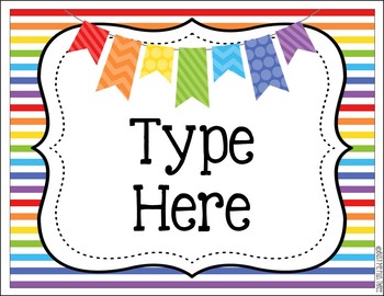 Editable Labels RAINBOW & WHITE Chevron and Stripes {45 different labels}