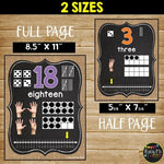 Number Posters 1-20 BURLAP AND CHALKBOARD Farmhouse with Numberline