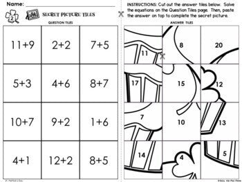 St. Patrick's Day Digital Secret Picture Tile Math Puzzles Google Classroom™