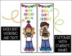 Birthday Bookmarks Editable Student Gift for Birthday Bag