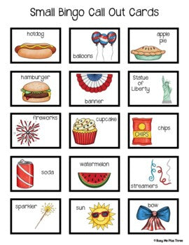 4th of July Bingo Activity Game {25 Different Bingo Cards with ONE Winner}