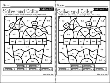 Color by Code Fall Math Activities {Addition and Subtraction to 10}