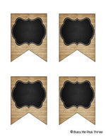 Farmhouse Classroom Decor Rustic Wood & Chalkboard Editable Banners