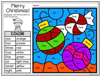 Christmas Activities for Math and Writing | Color by Number and Writing Sheets