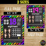 Number Posters 1-20 Bright NEON AND CHALKBOARD Classroom Decor