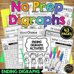 Digraph Worksheets No Prep Printables Word Study Phonics Word Work Activities