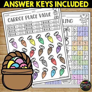 Easter Activities Packet NO PREP Fun Math and Literacy Color by Number & Puzzles