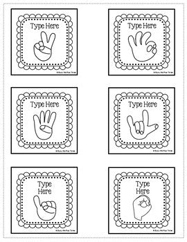 Hand Signals for the Classroom Burlap & Chalkboard Signs EDITABLE