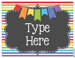 Editable Labels RAINBOW & Chalkboard Chevron and Stripes {45 different labels}