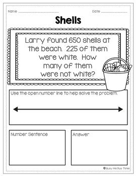 Word Problems Using a Number Line (Triple Digit Numbers)