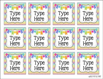 Editable Labels BRIGHT AND COLORFUL RAINBOW {45 different labels}