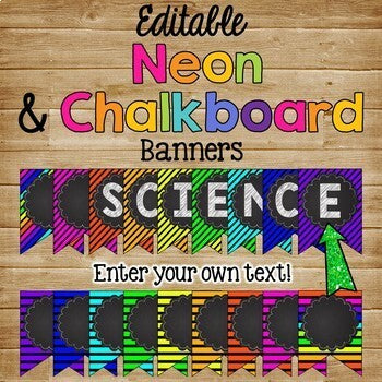 NEON & Black CHALKBOARD Classroom Decor GROWING BUNDLE