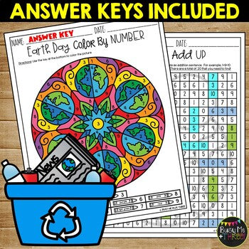 Earth Day Activities Packet NO PREP Fun Math and Literacy Puzzles & Worksheets