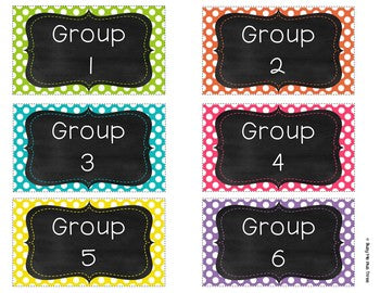 Guided Math Rotation LABELS for Small Groups EDITABLE Brights & Chalkboard