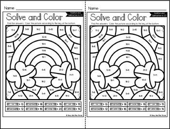 Color by Code Spring Math Activities {Addition and Subtraction to 20}