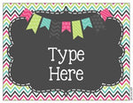 Editable Labels FUNFETTI & Chalkboard Chevron and Stripes {30 different labels}