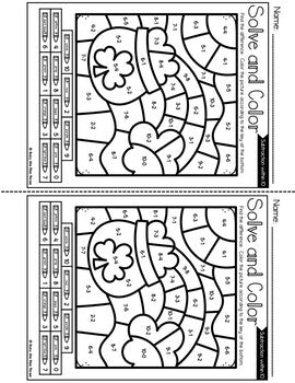 Color by Code St. Patrick's Day Math Activities {Addition & Subtraction to 10}