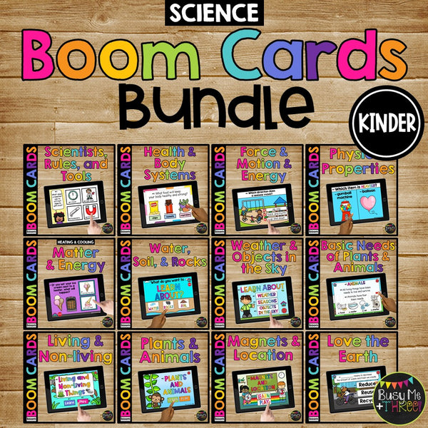 Kindergarten SCIENCE Boom Cards™ Digital BUNDLE Tools Basic Needs Weather