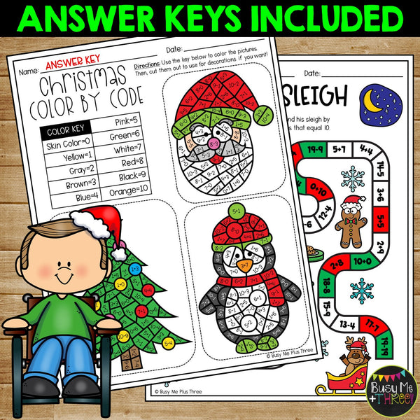 Christmas No Prep Fun Worksheets Crosswords Word Search Puzzles Math and ELA