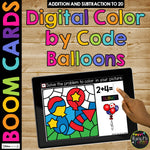 4th of July Boom Cards™ Color by Code BUNDLE, 6 Decks Add & Subtract