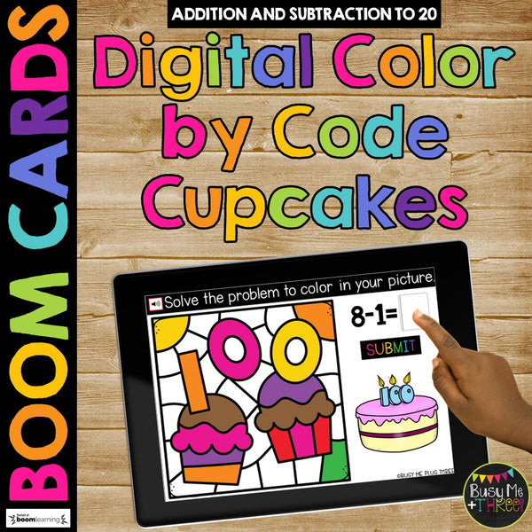 100th Day Boom Cards™ DIGITAL Color by Code BUNDLE, 8 Decks Add & Subtract