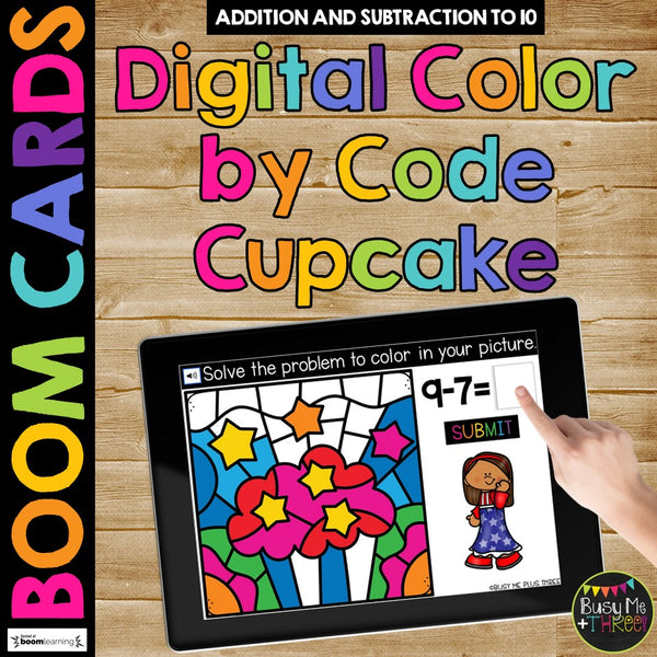 4th of July Boom Cards™ Color by Code BUNDLE, 6 Decks Add & Subtract
