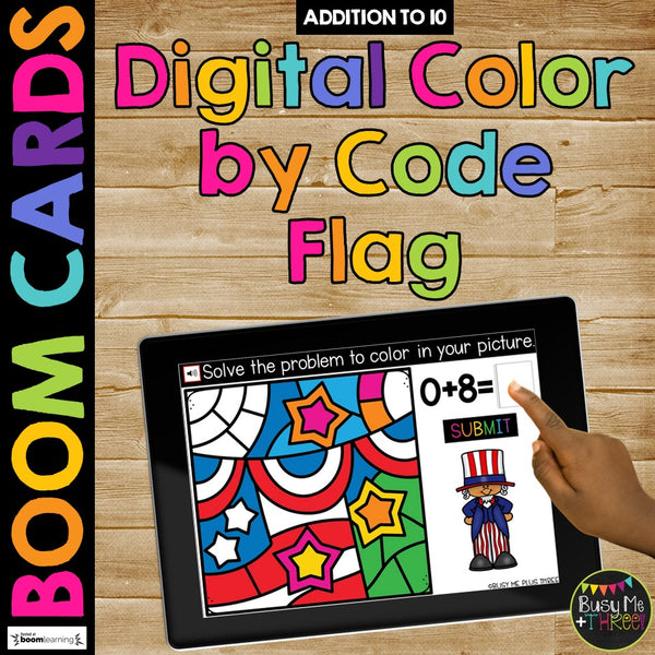 4th of July Boom Cards™ Color by Code BUNDLE, 6 Decks Add & Subtract