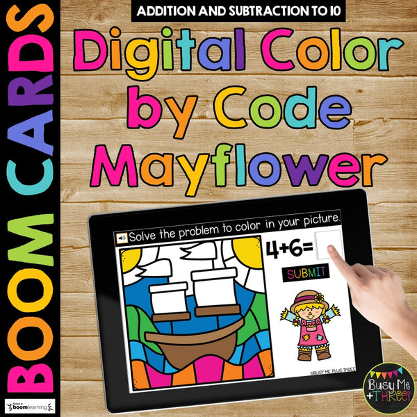 THANKSGIVING Boom Cards™ DIGITAL Color by Code BUNDLE, 8 Decks Add & Subtract