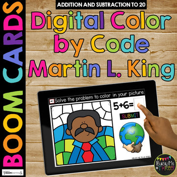 Martin Luther King Day Boom Cards™ Digital Color by Code Distance Learning Math