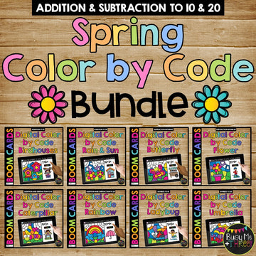 Spring Boom Cards™ DIGITAL Color by Code BUNDLE, 8 Decks Add & Subtract
