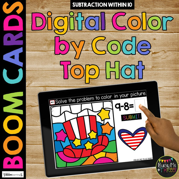 4th of July Boom Cards™ Color by Code BUNDLE, 6 Decks Add & Subtract