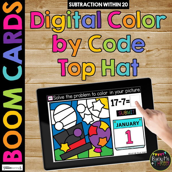 New Years 2021 Boom Cards™ DIGITAL Color by Code BUNDLE, 8 Decks Add & Subtract