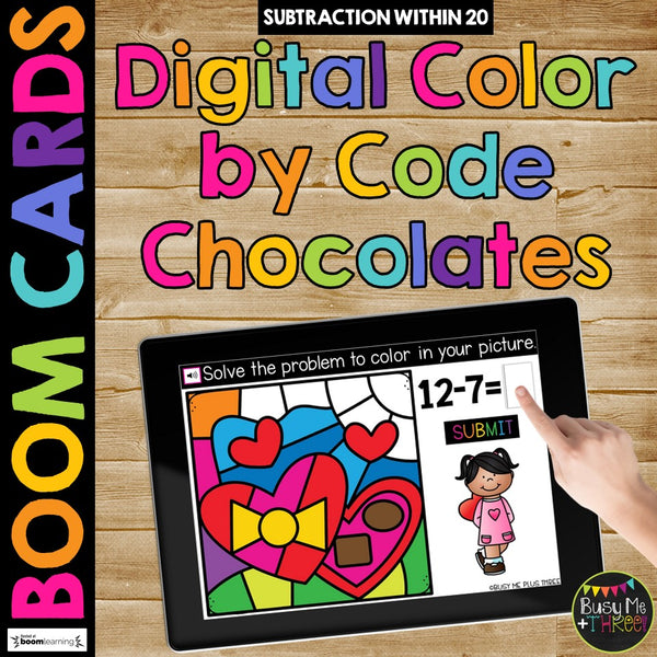 Boom Cards™ Valentine's Day DIGITAL Color by Code BUNDLE, 8 Decks Add & Subtract