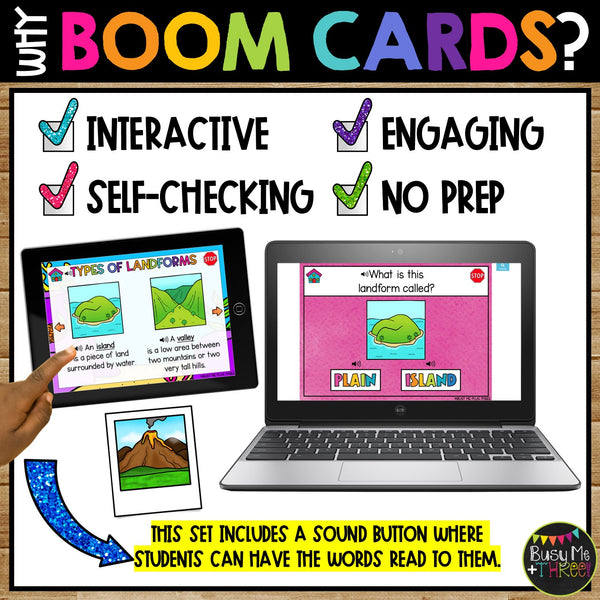 Landforms and Bodies of Water Boom Cards™ for Kindergarten Social Studies