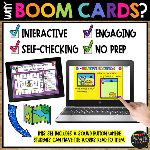 Maps and Globes Boom Cards™ for Kindergarten Relative Location Spatial Terms